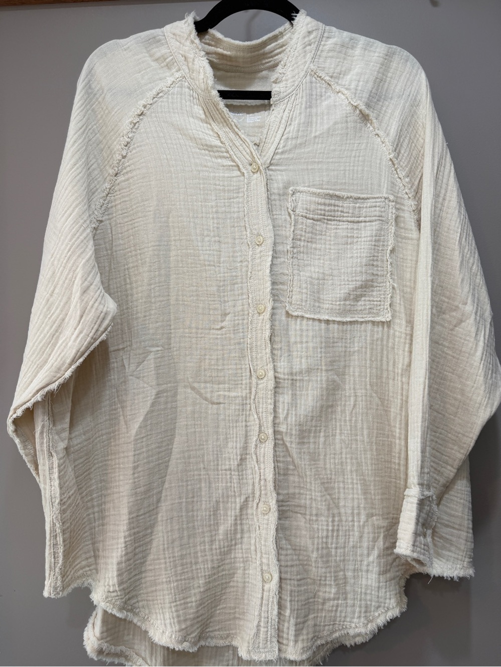 Women’s Cream Button-Up Cotton Gauze Shirt